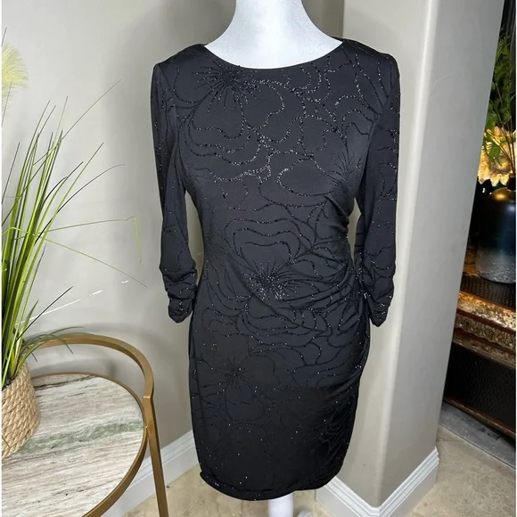 jessica howard glitter dress Jessica Howard Missy Elegant Sequin Glitter Lace Peplum Dress Gown Navy  Blue 8